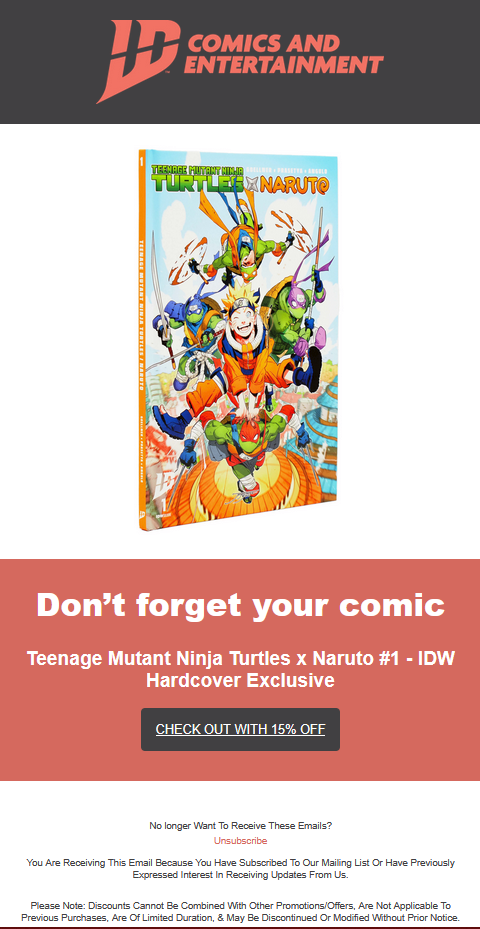 Naruto x TMNT Abandoned Cart Email